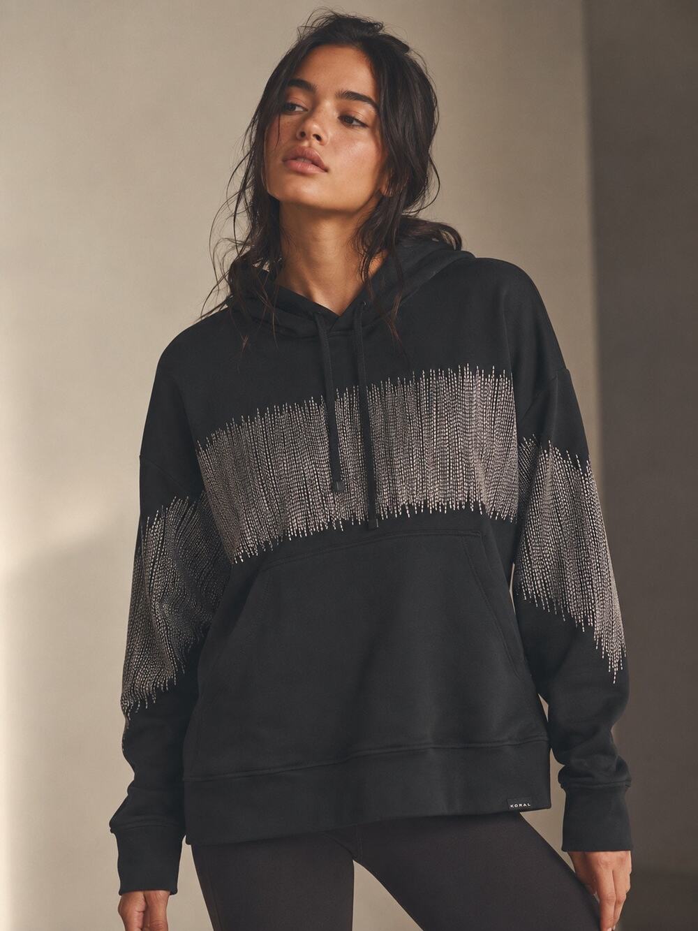 KORAL by Ileana Kugel Titrate Scuba Neoprene Metallic Embroidered Hoodie XS NWT - Picture 1 of 11
